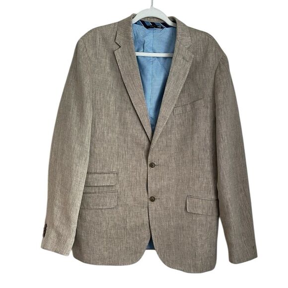 Banana Republic Men's Khaki Modern Slim Fit 100% Linen Two Button Blazer 44L - Picture 1 of 15